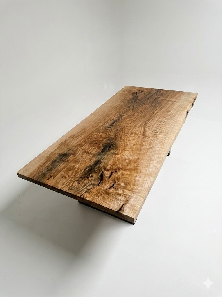 Olivenaske Live-Edge Spisebord — vinkel 2